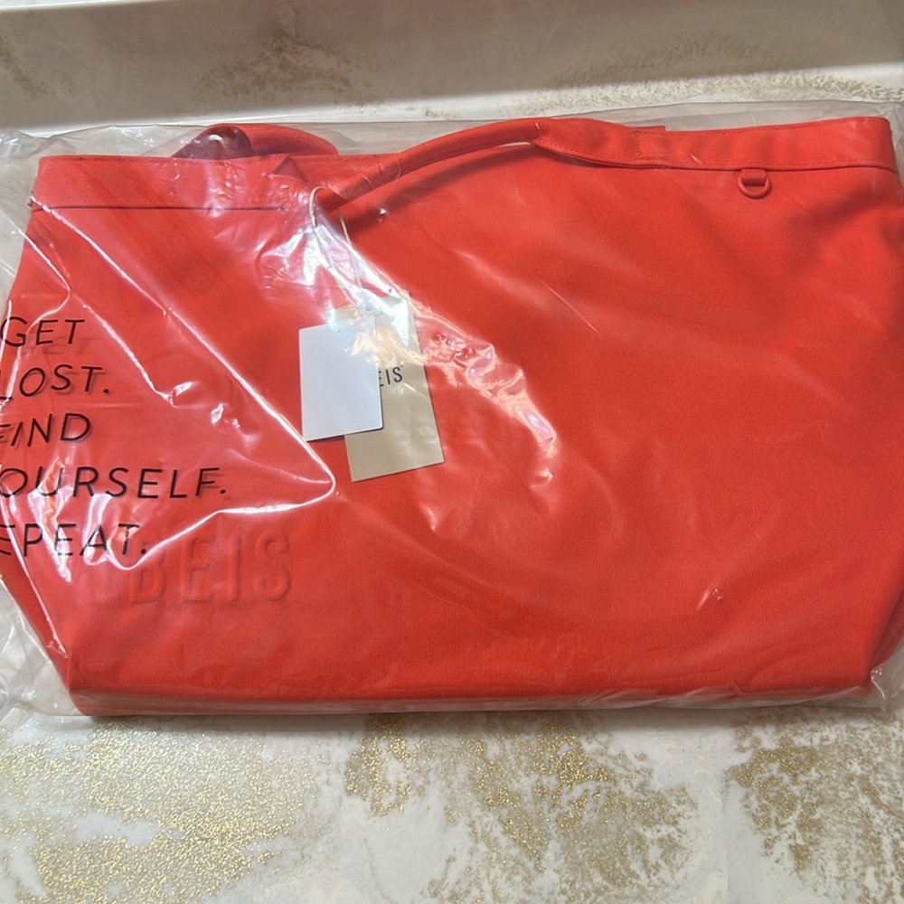 NWT Beis Travel Tote in Flame Orange - Picture 6 of 8
